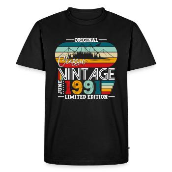 Millésime Juin 1991 Millésime 1991 Anniversaire 1991 - T-shirt Premium bio Homme - noir - Devant - Nico (187cm)