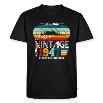 Original Juin 1947 Millésime 1947 Anniversaire 1947 - T-shirt Premium bio Homme - noir - Devant - Nico (187cm)
