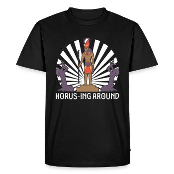 Horus-ing around - Men's Premium Organic T-Shirt - black - Front - Nico (187cm)
