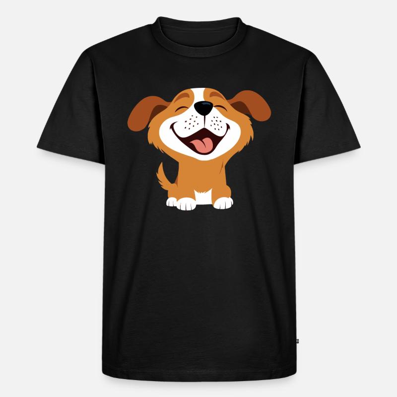 Lachender Hund - Männer Premium Bio T-Shirt - Schwarz