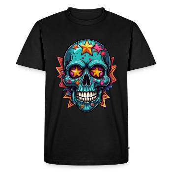 Crâne coloré brillant - T-shirt Premium bio Homme - noir - Devant - Nico (187cm)