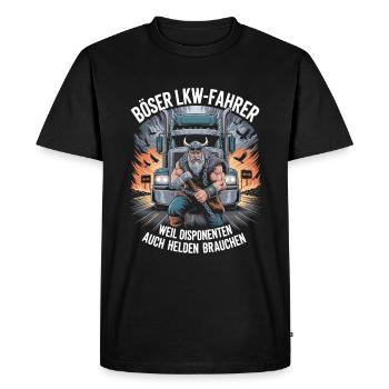 Camionneurs : parce que les répartiteurs ont aussi besoin de héros - T-shirt Premium bio Homme - noir - Devant - Nico (187cm)