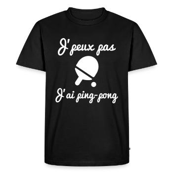 J'peux pas j'ai ping-pong - T-shirt Premium bio Homme - noir - Devant - Nico (187cm)
