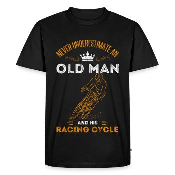 Old man cycling road bike grandpa gift idea age - Men's Premium Organic T-Shirt - black - Front - Nico (187cm)