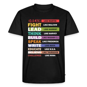 Black Lives Matter - Conception de texte Black Leaders - T-shirt Premium bio Homme - noir - Devant - Nico (187cm)