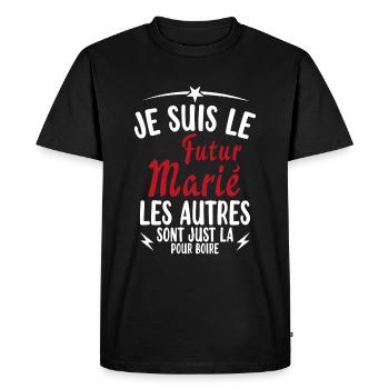 Cadeau de célibataire pour un futur marié - T-shirt Premium bio Homme - noir - Devant - Nico (187cm)