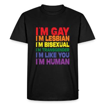 Je suis comme toi Je suis humain LGBTQ disant - T-shirt Premium bio Homme - noir - Devant - Nico (187cm)