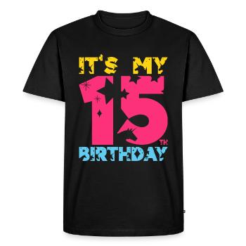 IT'S MY 15TH BIRTHDAY UNICORN 15TH BIRTHDAY - Men's Premium Organic T-Shirt - black - Front - Nico (187cm)