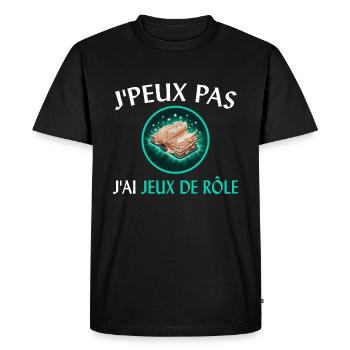 J'Peux Pas J'ai Jeux de Rôle Cadeau Joueur JDR Fun - T-shirt Premium bio Homme - noir - Devant - Nico (187cm)
