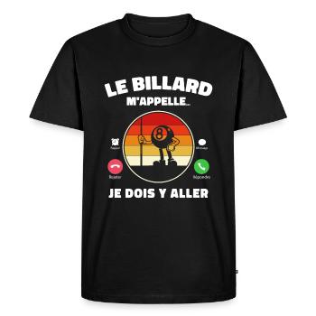 Billard m'appelle - Cadeau Humour Retro Vintage - T-shirt Premium bio Homme - noir - Devant - Nico (187cm)