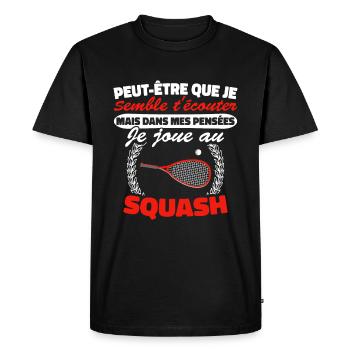 Joue au Squash Cadeau Squash Humour Racquetball - T-shirt Premium bio Homme - noir - Devant - Nico (187cm)