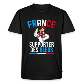 J'Peux Pas Supporter Bleus Fan Foot France Maillot - T-shirt Premium bio Homme - noir - Devant - Nico (187cm)