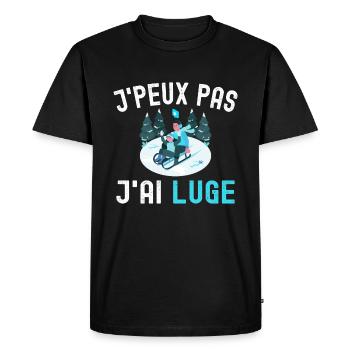 J'Peux Pas J'ai Luge Cadeau Lugeur Humour Enfant - T-shirt Premium bio Homme - noir - Devant - Nico (187cm)