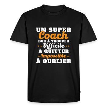 Humour coach sportif entraineur super coach - T-shirt Premium bio Homme - noir - Devant - Nico (187cm)