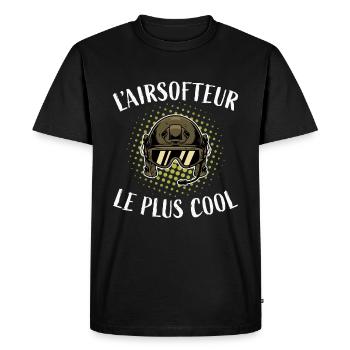 Airsofteur le Plus Cool Tee Shirt Airsoft Softair - T-shirt Premium bio Homme - noir - Devant - Nico (187cm)