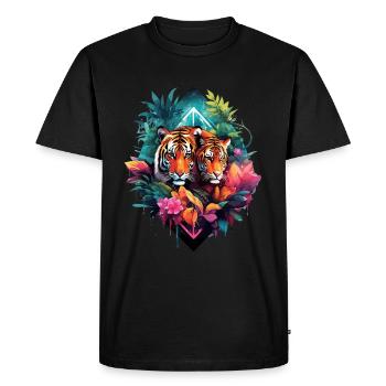 Tiger in the jungle - Men's Premium Organic T-Shirt - black - Front - Nico (187cm)