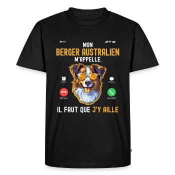 Berger Australien m'appelle Chien Humour Homme Fan - T-shirt Premium bio Homme - noir - Devant - Nico (187cm)