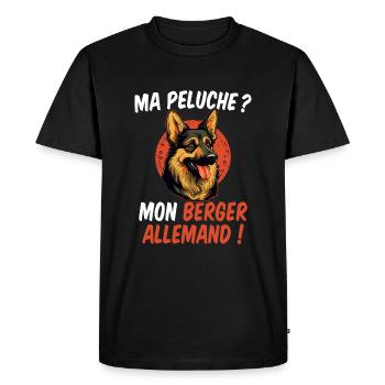 Peluche Berger Allemand Chien Humour Propriétaire - T-shirt Premium bio Homme - noir - Devant - Nico (187cm)