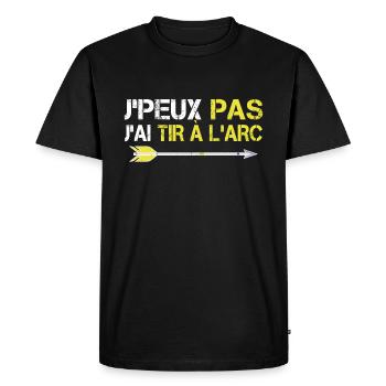 J'Peux Pas J'ai Tir a l Arc Humour Tir à L'arc Fun - T-shirt Premium bio Homme - noir - Devant - Nico (187cm)