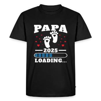 Papa 2025 Drôle Cadeau de Fête des Pères Femmes Enceintes - T-shirt Premium bio Homme - noir - Devant - Nico (187cm)