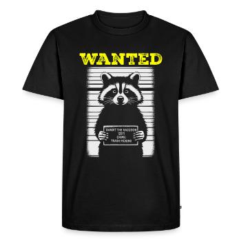Wanted: Raccoon Bandit - Men's Premium Organic T-Shirt - black - Front - Nico (187cm)