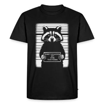 Photo d’identité judiciaire de Raccon - T-shirt Premium bio Homme - noir - Devant - Nico (187cm)