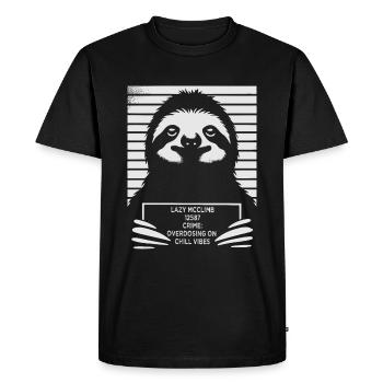 Photo d’identité judiciaire de paresseux - T-shirt Premium bio Homme - noir - Devant - Nico (187cm)