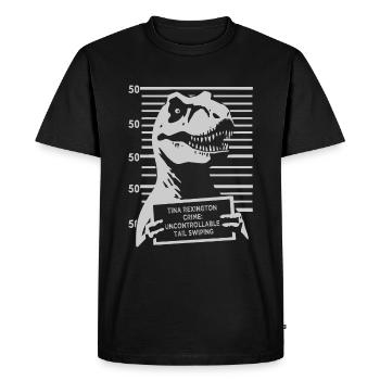 T rex Mugshot - Men's Premium Organic T-Shirt - black - Front - Nico (187cm)