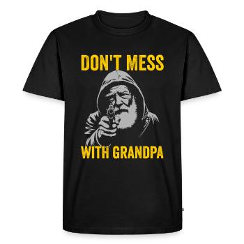 Don't mess with Grandpa - Men's Premium Organic T-Shirt - black - Front - Nico (187cm)