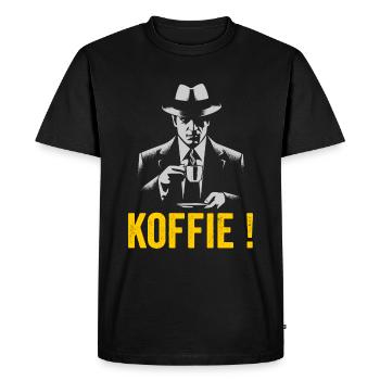 Coffee ganster-style construction worker spell - Men's Premium Organic T-Shirt - black - Front - Nico (187cm)