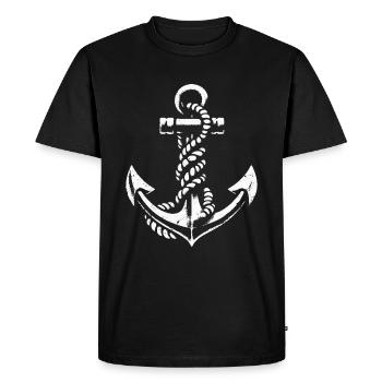 Anker mit Seemannsknoten Maritimes Design - Männer Premium Bio T-Shirt - Schwarz - Vorne - Nico (187cm)