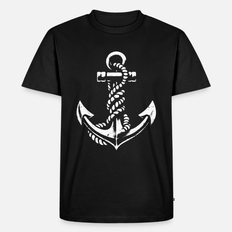 Anker mit Seemannsknoten Maritimes Design - Männer Premium Bio T-Shirt - Schwarz