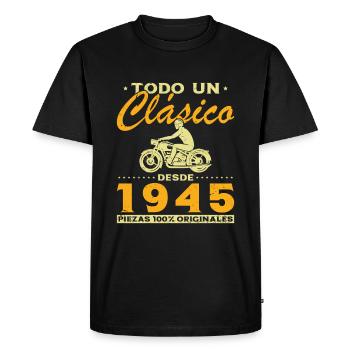Biker A Classic Born In 1945 - Men's Premium Organic T-Shirt - black - Front - Nico (187cm)