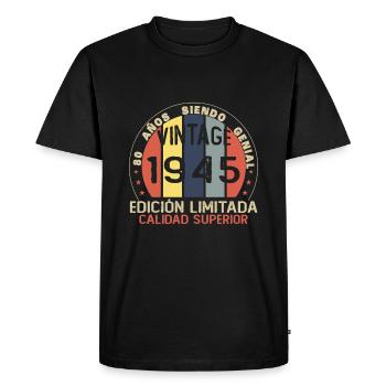 Cadeau d’anniversaire 80 ans Fabriqué en 1945 - T-shirt Premium bio Homme - noir - Devant - Nico (187cm)