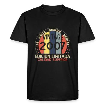 Cadeau d’anniversaire 18 ans Fabriqué en 2007 - T-shirt Premium bio Homme - noir - Devant - Nico (187cm)