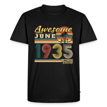 1935 June Vintage Birthday Gift Retro - Men's Premium Organic T-Shirt - black - Front - Nico (187cm)