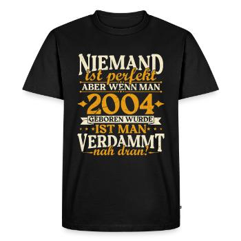 Millésime 2004 né anniversaire citation d’anniversaire - T-shirt Premium bio Homme - noir - Devant - Nico (187cm)