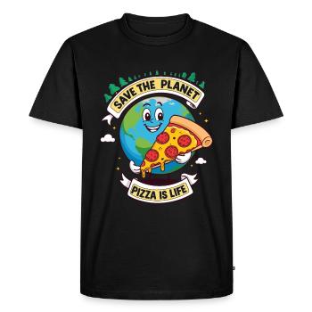 Sauvez la planète - La pizza est un design de vie - T-shirt Premium bio Homme - noir - Devant - Nico (187cm)