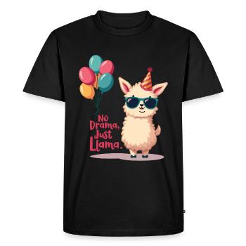 Lama décontracté avec chapeau de fête - T-shirt Premium bio Homme - noir - Devant - Nico (187cm)