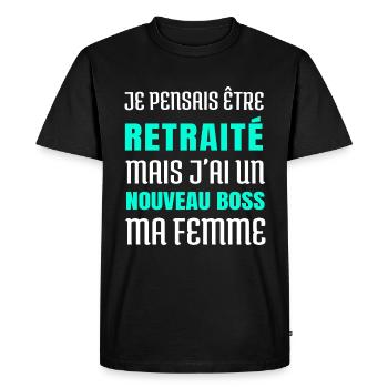 tee shirt retraité humour retraite homme cadeau - T-shirt Premium bio Homme - noir - Devant - Nico (187cm)
