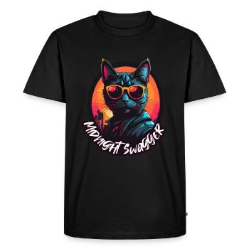 Cool Cat Rétro Années 80 Années 90 Minuit Swagger - T-shirt Premium bio Homme - noir - Devant - Nico (187cm)