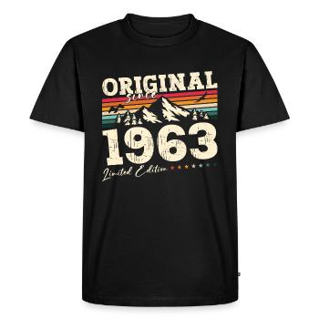 61 . Anniversaire Original 1963 Millésime 1963 - T-shirt Premium bio Homme - noir - Devant - Nico (187cm)