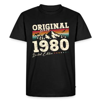 44ème Anniversaire Original 1980 Millésime 1980 - T-shirt Premium bio Homme - noir - Devant - Nico (187cm)