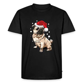 Christmas Pug for festive dog owners - Men's Premium Organic T-Shirt - black - Front - Nico (187cm)