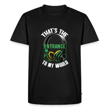 Headphones as an entrance into the music world - Men's Premium Organic T-Shirt - black - Front - Nico (187cm)