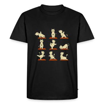 Yoga cats in all positions Gift idea - Men's Premium Organic T-Shirt - black - Front - Nico (187cm)