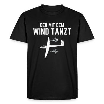 Der mit dem Wind tanzt Segelflieger Segelflugzeug - Männer Premium Bio T-Shirt - Schwarz - Vorne - Nico (187cm)