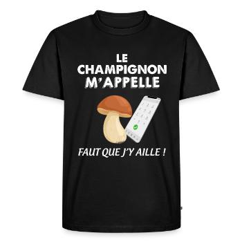 Champignon cadeau chasse cueillette - T-shirt Premium bio Homme - noir - Devant - Nico (187cm)