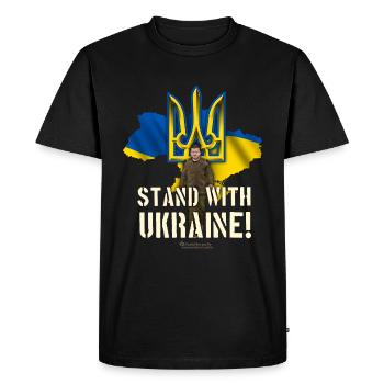 Ukraine Trident Zelensky Stand with Ukraine - Men's Premium Organic T-Shirt - black - Front - Nico (187cm)