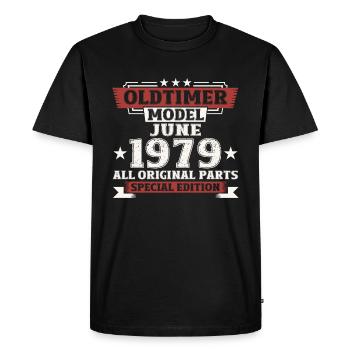 OIdtimer Juin 1979 Millésime 1979 Anniversaire 1979 - T-shirt Premium bio Homme - noir - Devant - Nico (187cm)